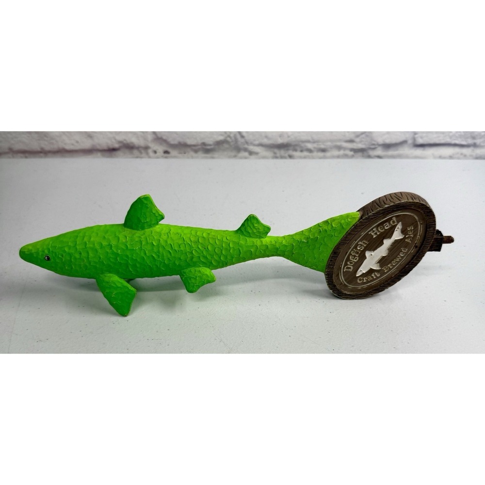 Dogfish Head Wood Grain Driftwood 12" Beer Tap Handle Shark Lime Green